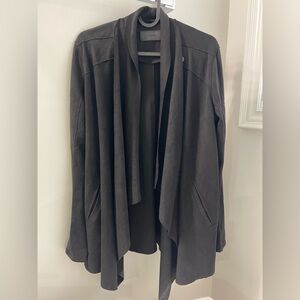 BLANKNYC Faux Suede Drape Moto Black Cardigan Jacket Long Sleeve - M